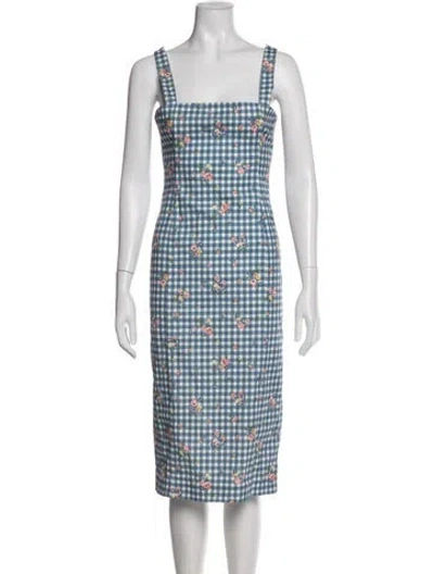 Pre-owned Rouje Floral Print Knee-length Dress In Blue