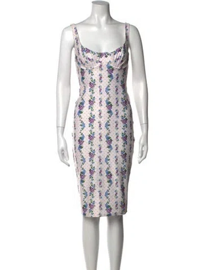 Pre-owned Rouje Floral Print Knee-length Dress In Blue/neutrals