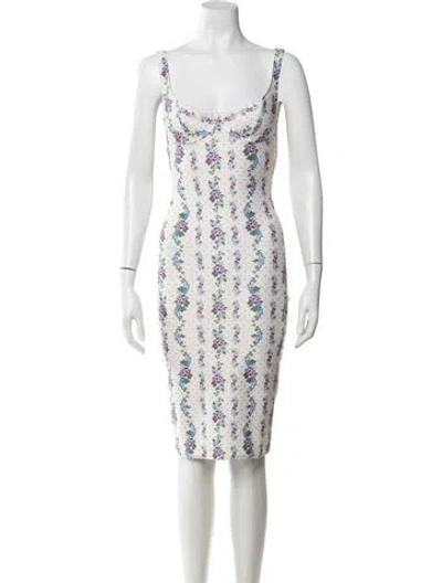 Pre-owned Rouje Floral Print Knee-length Dress In Blue/neutrals