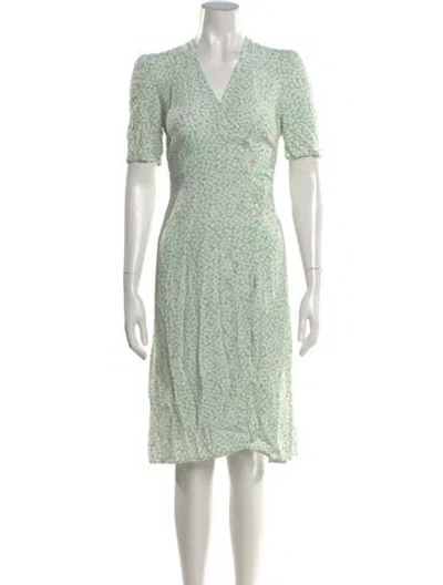 Pre-owned Rouje Floral Print Knee-length Dress In Green