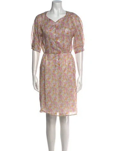Pre-owned Rouje Floral Print Knee-length Dress In Pink