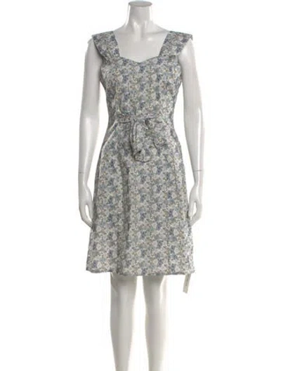 Pre-owned Rouje Floral Print Knee-length Dress In White