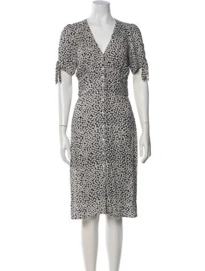 Pre-owned Rouje Floral Print Knee-length Dress In White