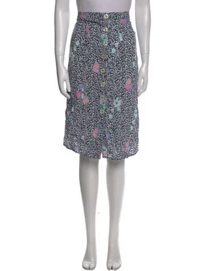 Pre-owned Rouje Floral Print Knee-length Skirt In Blue