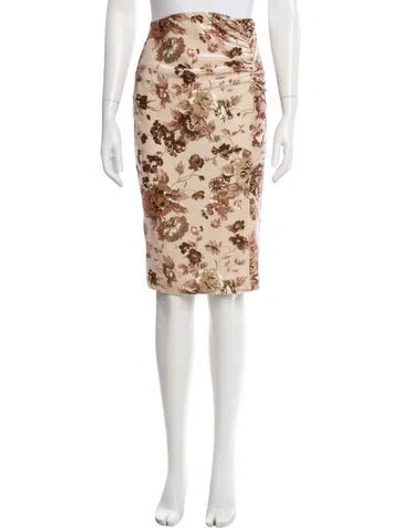 Pre-owned Rouje Floral Print Knee-length Skirt In Brown