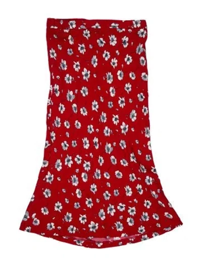 Pre-owned Rouje Floral Print Knee-length Skirt In Red