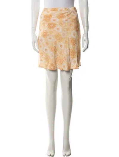 Pre-owned Rouje Floral Print Knee-length Skirt In Yellow