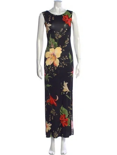Pre-owned Rouje Floral Print Long Dress In Multicolor