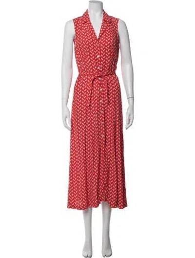 Pre-owned Rouje Floral Print Long Dress In Red