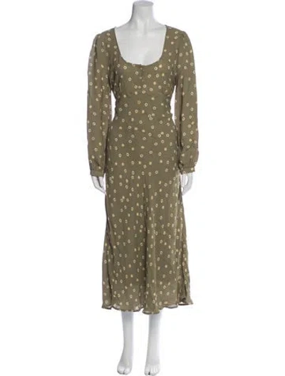 Pre-owned Rouje Floral Print Long Dress W/ Tags In Green