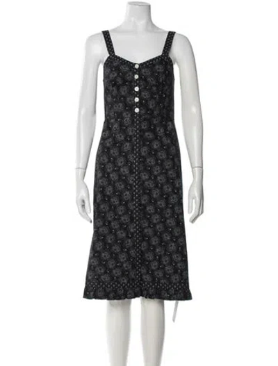 Pre-owned Rouje Floral Print Midi Length Dress In Black