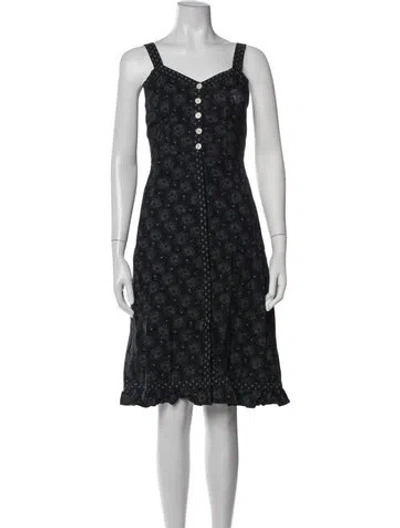 Pre-owned Rouje Floral Print Midi Length Dress In Black