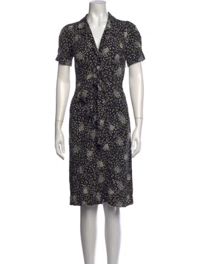 Pre-owned Rouje Floral Print Midi Length Dress In Black