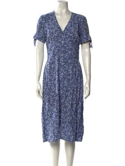 Pre-owned Rouje Floral Print Midi Length Dress In Blue