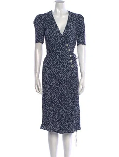 Pre-owned Rouje Floral Print Midi Length Dress In Blue