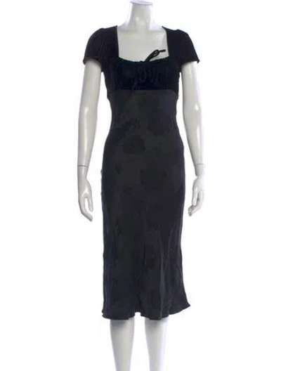 Pre-owned Rouje Floral Print Midi Length Dress In Blue