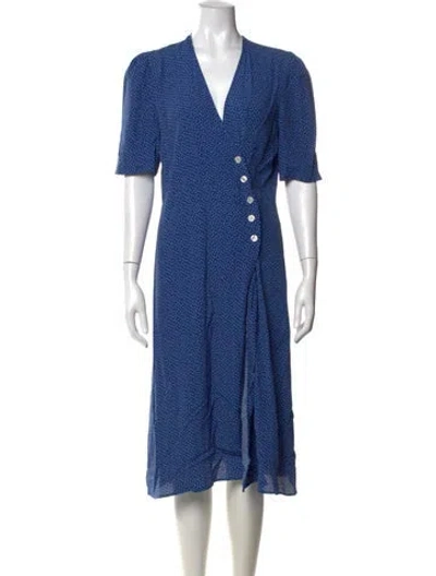 Pre-owned Rouje Floral Print Midi Length Dress In Blue