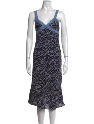 Pre-owned Rouje Floral Print Midi Length Dress In Blue