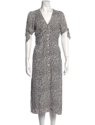 Pre-owned Rouje Floral Print Midi Length Dress In Blue