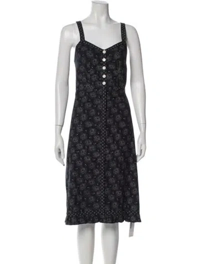 Pre-owned Rouje Floral Print Midi Length Dress In Gray