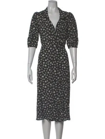 Pre-owned Rouje Floral Print Midi Length Dress In Gray