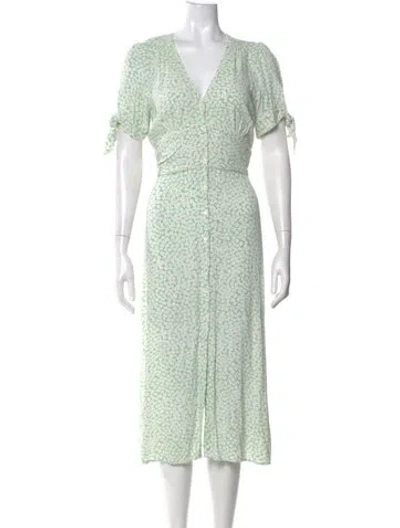 Pre-owned Rouje Floral Print Midi Length Dress In Green