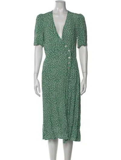 Pre-owned Rouje Floral Print Midi Length Dress In Green