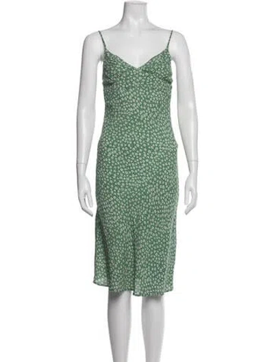 Pre-owned Rouje Floral Print Midi Length Dress In Green