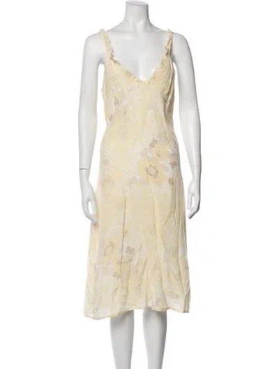 Pre-owned Rouje Floral Print Midi Length Dress In Green