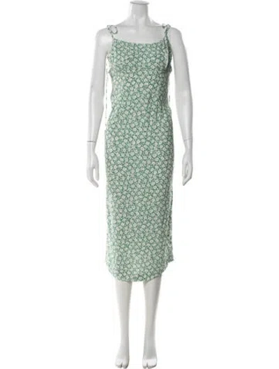 Pre-owned Rouje Floral Print Midi Length Dress In Green