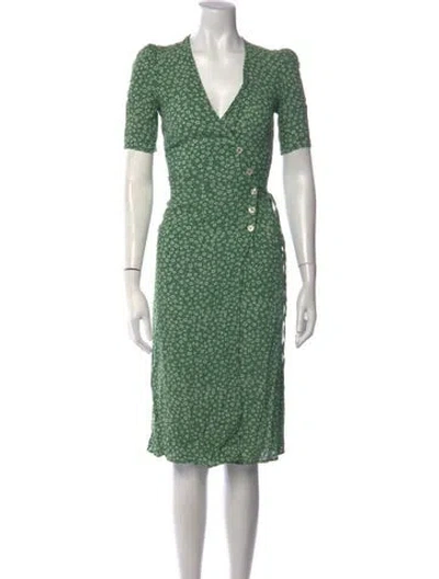 Pre-owned Rouje Floral Print Midi Length Dress In Green