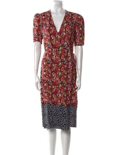 Pre-owned Rouje Floral Print Midi Length Dress In Multi