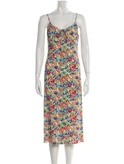 Pre-owned Rouje Floral Print Midi Length Dress In Multi