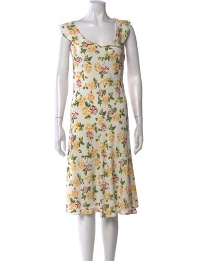Pre-owned Rouje Floral Print Midi Length Dress In Multicolor