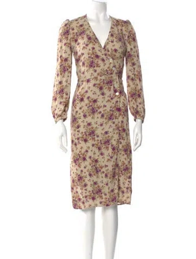 Pre-owned Rouje Floral Print Midi Length Dress In Neutral