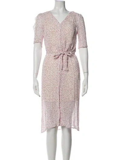 Pre-owned Rouje Floral Print Midi Length Dress In Neutral