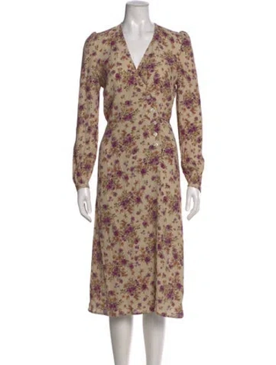 Pre-owned Rouje Floral Print Midi Length Dress In Neutral