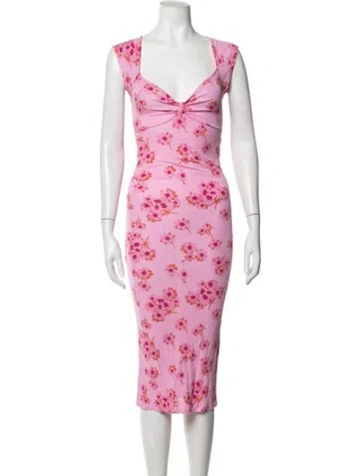 Pre-owned Rouje Floral Print Midi Length Dress In Pink