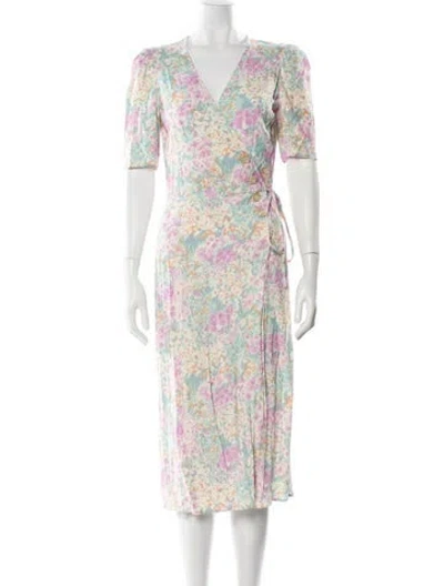 Pre-owned Rouje Floral Print Midi Length Dress In Purple
