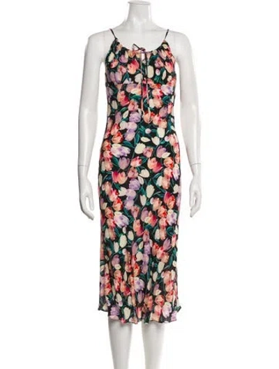 Pre-owned Rouje Floral Print Midi Length Dress In Red