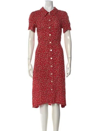 Pre-owned Rouje Floral Print Midi Length Dress In Red