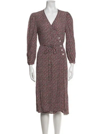 Pre-owned Rouje Floral Print Midi Length Dress In Red