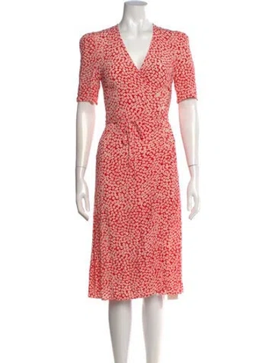 Pre-owned Rouje Floral Print Midi Length Dress In Red