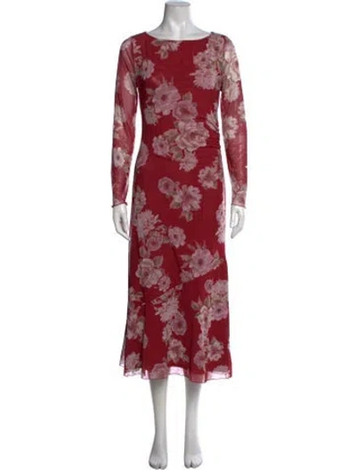 Pre-owned Rouje Floral Print Midi Length Dress In Red