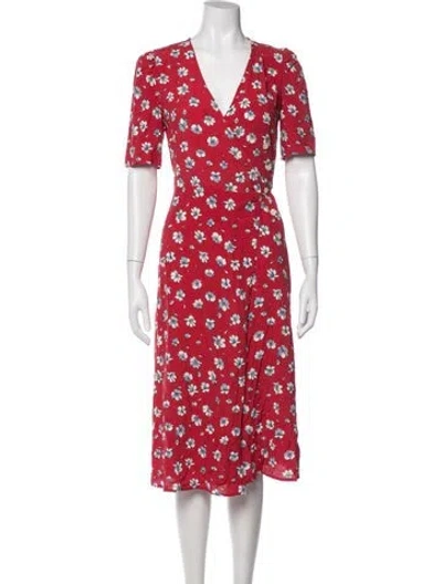 Pre-owned Rouje Floral Print Midi Length Dress In Red