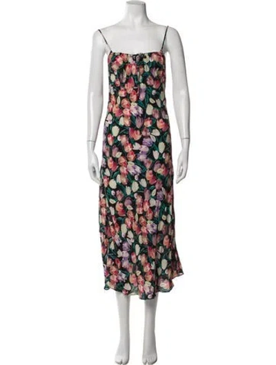 Pre-owned Rouje Floral Print Midi Length Dress In Red