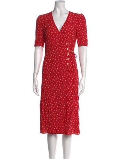 Pre-owned Rouje Floral Print Midi Length Dress In Red/white