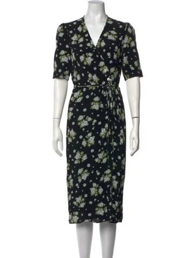 Pre-owned Rouje Floral Print Midi Length Dress W/ Tags In Black