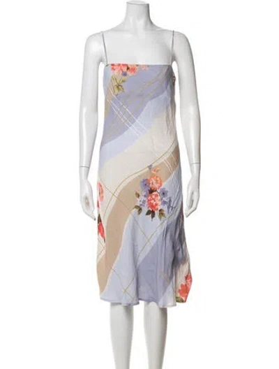Pre-owned Rouje Floral Print Midi Length Dress W/ Tags In Blue