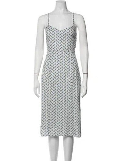 Pre-owned Rouje Floral Print Midi Length Dress W/ Tags In Blue